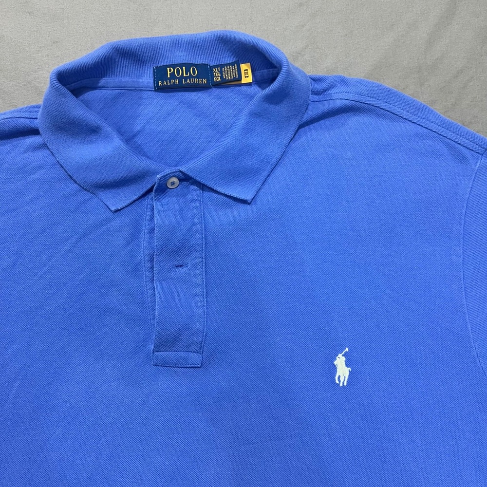 Polo Ralph Lauren Mens XLT Tall Blue Cotton Pique Short Sleeve Polo Shirt Pony - Picture 2 of 5